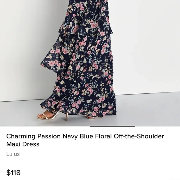 Lulus Charming Passion Navy Blue Floral Maxi Dress BNWT - Picture 5 of 7